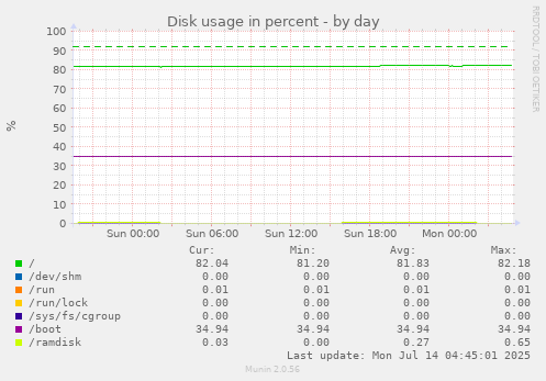 Disk usage in percent
